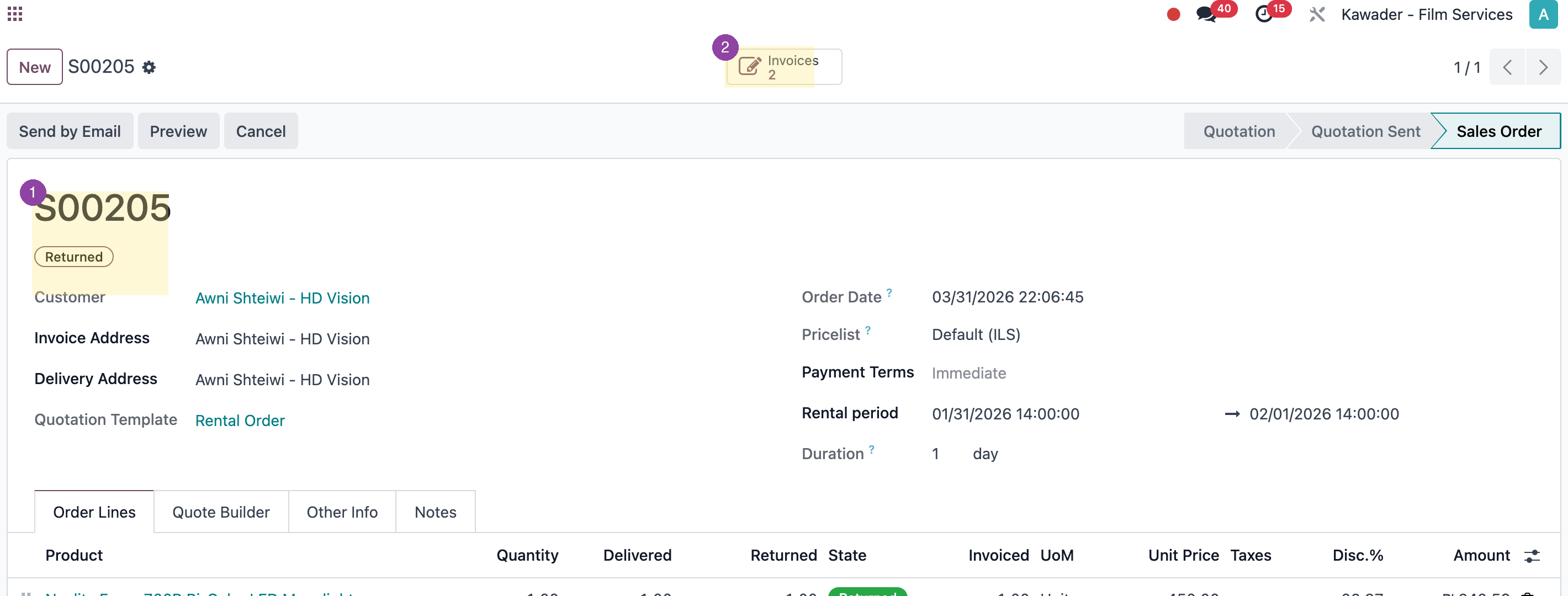 Start at a posted customer invoice